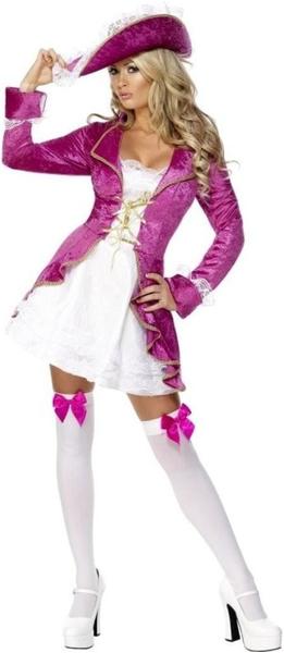 Smiffy's Fever Pirate's Treasure Costume, Pink and White S (30731)