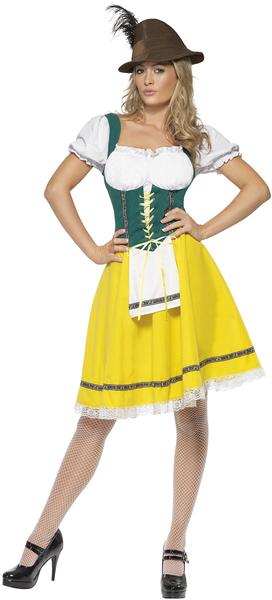 Smiffy's Dirndl Gundel in grün-gelb XL