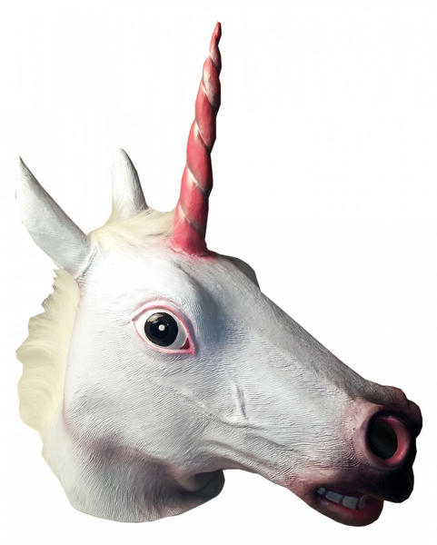 Mehron Weiße Einhorn Latex Maske mit Mähne & rosa Horn (36391)