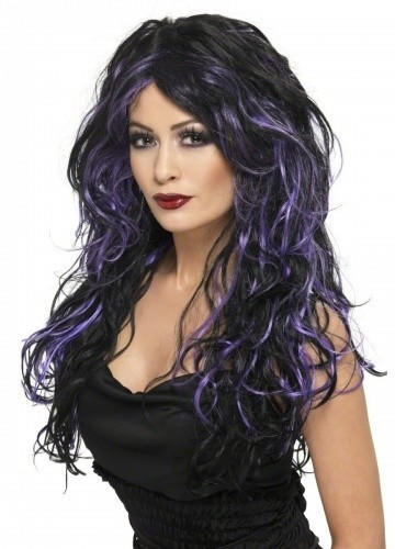 Smiffy's Black and purple adult wig
