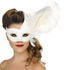 Smiffy's White Venetian adult mask with feather