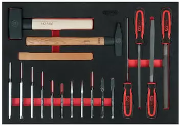 KS Tools Feilen-, Meißel- und Hammer-Satz 18-tlg. in 1/1 Systemeinlage (711.1018)