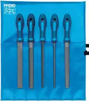 PFERD TOOLS Werkstattfeilen-Set 5-tlg. in Rolltasche 300mm Hieb 2 universell zum