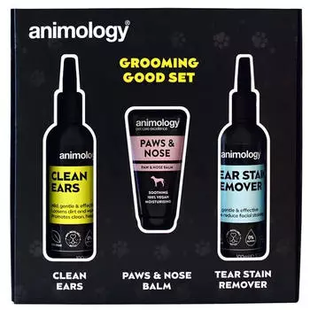 Animology Grooming Good Set Hund Geschenkset mit Clean Ears Solution Tränenfleckenentferner und Nasen- und Pfotenbalsam