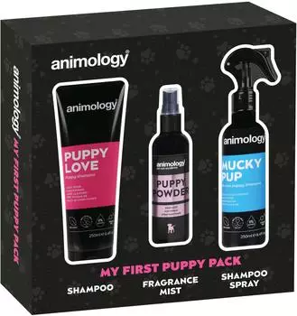 Animology My First Puppy Pack Sanftes Welpenpflege-Geschenkset mit Shampoo Spray ohne Ausspülen und Duftnebel