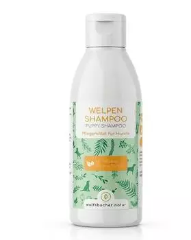 Wolfsbacher Natur Welpen Shampoo Sensitiv für Hunde pH-neutral ohne Parfüm für Langhaar und Kurzhaar 100% pflanzliche Wirkstoffe Bei Schuppen Juckreiz und Milben 100ml