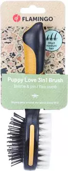 Flamingo Hundezubehör 3in1 Stiftbürste & Flohkamm für Welpen