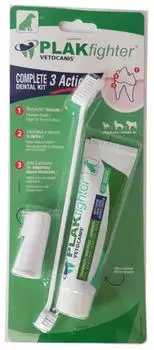 Vetocanis Bio00068 Zahnpflegeset f&uuml;r Hunde mit Zahnb&uuml;rste Zahnpasta und Massageb&uuml;rste Geschmack Biscuit 1 st&uuml;ck (1er Pack)