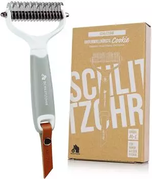 SCHLITZOHR | Unterfell-B&uuml;rste Cookie Haustierb&uuml;rste Hund Katze & Pferd MITTEL-bis LANGHAAR Rassen Unterfell-Kamm gegen Knoten & Verfilzungen