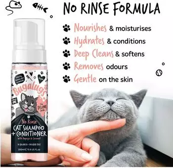 Bugalugs Katzen-Shampoo & Conditioner No-Rinse Sanfte Reinigung und Pflege für empfindliche Katzen