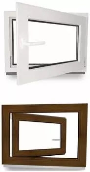 JeCo Dreh- & Kippfunktion innen wei&szlig;/au&szlig;en nussbaum B x H: 50 x 70 cm 500 x 700 mm DIN Rechts 2 fach Verglasung 60 mm Profil (JE1078788)