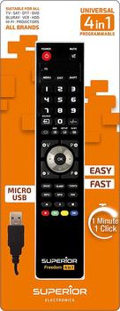 SUPERIOR ELECTRONICS Freedom USB 4in1 Black programmierbare Universalfernbedienung