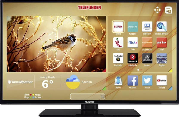 Telefunken C40U446A LED-TV 102cm 40 Zoll EEK A+ DVB-T2, DVB-C, DVB-S, UHD, Smart TV, WLAN, CI+ Schwa