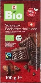K-Bio Schweizer Edelbitterschokolade, mindestens 70 % Kakao