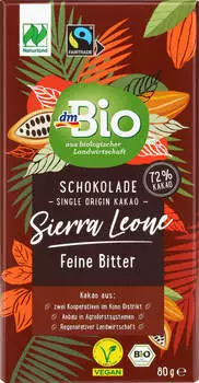 Dm Bio Schokolade Sierra Leone Feine Bitter 72 % Kakao, Naturland