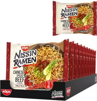 Nissin Ramen, Chinesisch Gewürztes Rindfleisch, Instantnudeln, 10x66.8g