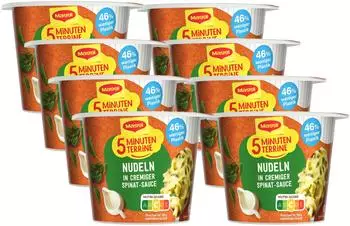 Maggi 5 Minuten Terrine Tagliatelle in Spinat-Käse-Sauce 8x50g