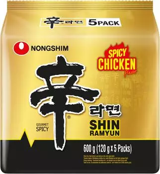 Nong Shim Nongshim Shin Ramyun Instant-Nudeln scharfer Hähnchen-Geschmack 5x120g