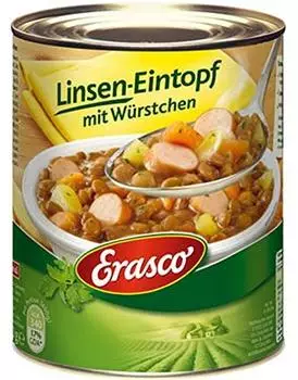 Erasco Linsen-Eintopf mit Würstchen (6x800g) Erasco Linsen-Eintopf mit Würstchen (6x800g)