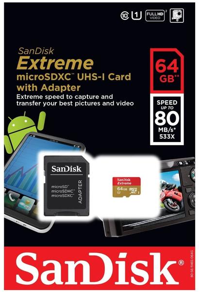  SanDisk microSDXC Extreme 64GB UHS-I U1 (SDSDQX-064G-U46A)