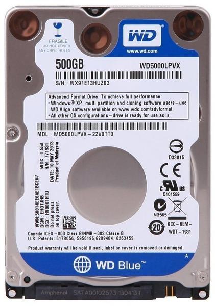 Western Digital Blue Mobile SATA 500GB (WD5000LPVX)