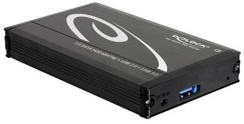 DeLock 2.5 Externes Gehäuse SATA HDD > Multiport USB 3.0 + eSATAp (bis 14,5 mm HDD)