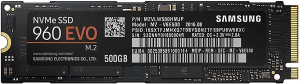 960 Evo M.2 500GB (MZ-V6E500BW) Allgemeine Daten & Ausstattung Samsung 960 Evo 500GB M.2