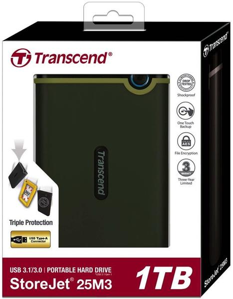 Transcend StoreJet 25M3 USB 3.0 1TB Military Green