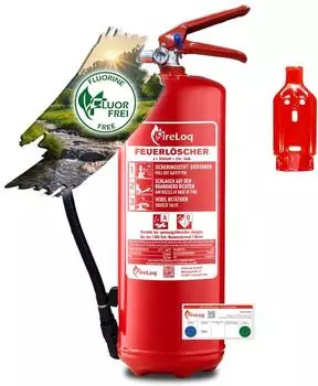 FireLoq 6L Fluorfrei Schaumlöscher 27A 144B mit Prüfnachweis Wandhalter
