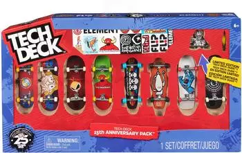 Tech Deck 25th Anniversary Pack, 8er-Set Finger-Skateboards mit Sammelfigur (6067138)