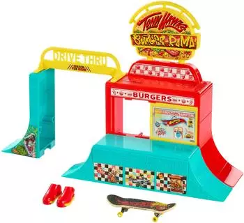 Hot Wheels Skate Burger Spot Set mit Fingerboard und Schuhen (JHV83)