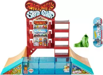 Hot Wheels Skate Drop In Skate Set, Griffbrett-Spielset mit Rampen & Kanten (JGG95)