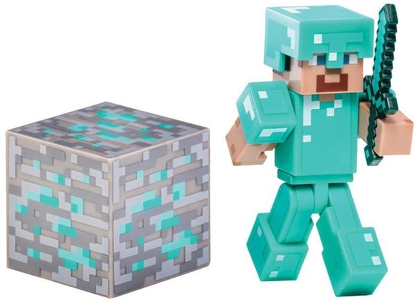 Jazwares Minecraft Overworld Diamond Steve with Diamond Armor and Diamond Ore Block
