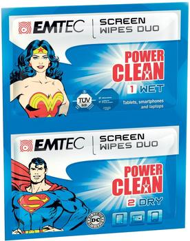Emtec Superman und Wonder Woman Reinigungst&uuml;cher 2er Set