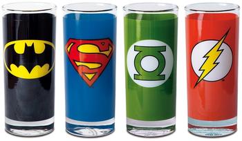 LOGOSHIRT DC Comics - Superhelden - Batman - Superman - Green Lantern - Flash Gläser 4er Set - Logoshirt