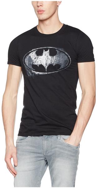 Batman Logo Mono Distressed (T-Shirt,Schwarz,GR S)