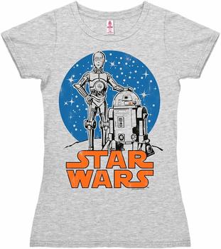 LOGOSHIRT T-Shirt R2-D2 & C-3PO" Krieg der Sterne Damen grau meliert Größe XS