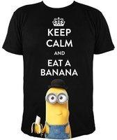 NBG Minions - T-Shirt, Kevin - KEEP CALM AND EAT A BANANA, schwarz, Gr. S