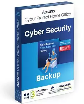 Acronis Cyber Protect Home Office Advanced, 3 Computer + 500GB Cloud-Speicher, 1 Jahr (HOBBA1EUS)