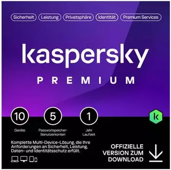 Kaspersky PREMIUM Total Security 2026 10 Geräte, 2 Jahre, VPN & Passwort-Manager