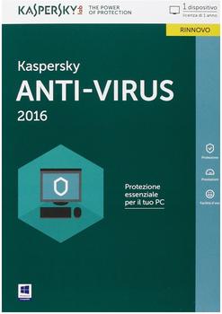 Kaspersky Lab KAV 2016, 1USER 1y, RNL IT,