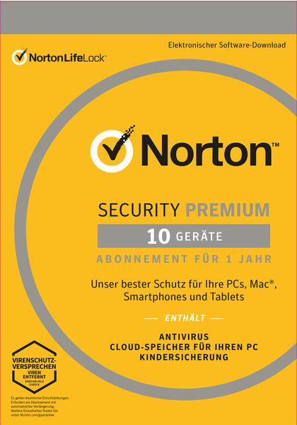 NortonLifeLock Norton Security Premium 3.0 (10 Geräte) (1 Jahr) (ESD)