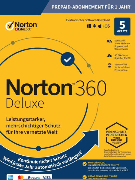 NortonLifeLock Norton 360 Deluxe 2022 (5 Geräte) (1 Jahr)