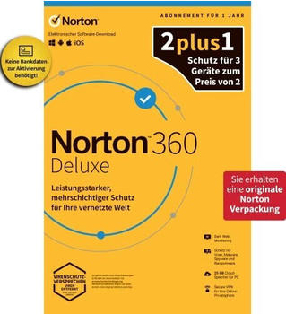 NortonLifeLock Norton 360 Deluxe 2022 2+1 Edition (3 Geräte) (1 Jahr)