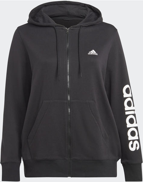 Adidas Woman Essentials Linear French Terry Full-Zip Hoodie Plus Size black/white (IB8754)