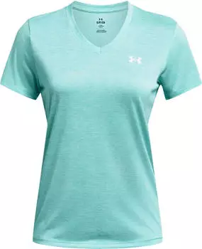 Under Armour Women's UA Tech Twist V-Neck Short Sleeve (1384227) radial turquoise/white white