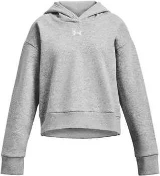Under Armour Girls' UA Rival Fleece Crop Hoodie (1379517) mod gray/light heather/white