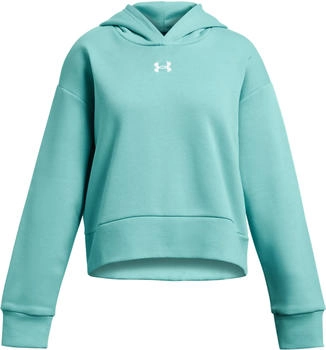 Under Armour Girls' UA Rival Fleece Crop Hoodie (1379517) radial turquoise/white