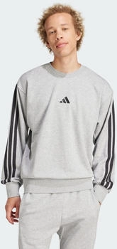 Adidas 3-Streifen French Terry Sweatshirt grau meliert schwarz