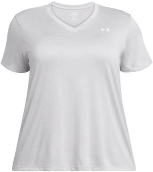 Under Armour Women's UA Tech Twist V-Neck Short Sleeve (1384221) halo gray/white/white 1X
